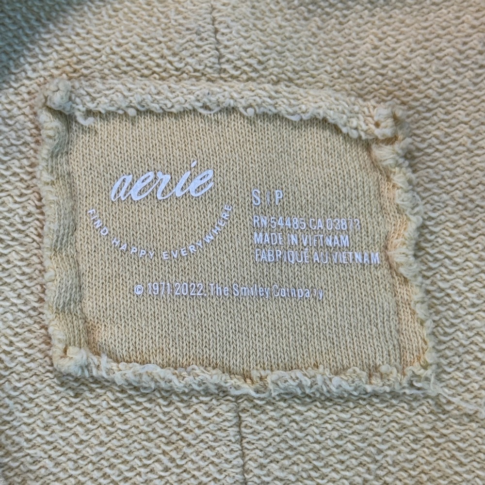 Aerie The Smiley Company Total Optimist Sweatshirt Yellow Oversized Graphic S - Picture 7 of 8